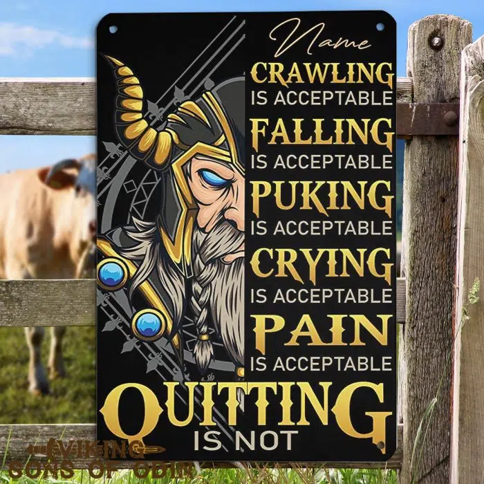 Viking Metal Sign Crawling Falling Puking Crying Pain Quitting