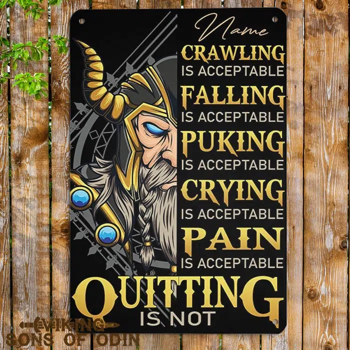 Viking Metal Sign Crawling Falling Puking Crying Pain Quitting