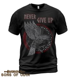 Viking Shirt Raven Never Give Up