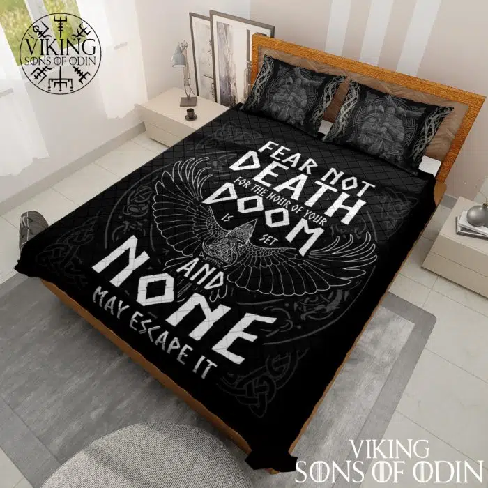 Viking Bedding Set Fear Not Death For The Hour Of Your Doom Is Set And None May Escape It