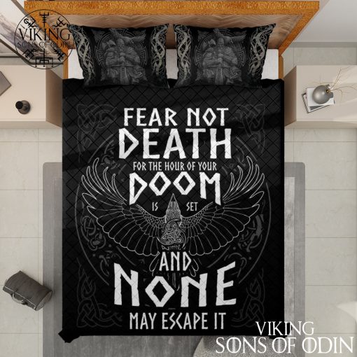 Viking Bedding Set Fear Not Death For The Hour Of Your Doom Is Set And None May Escape It