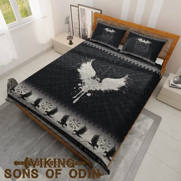 Viking Bedding Set Raven Vegvisir