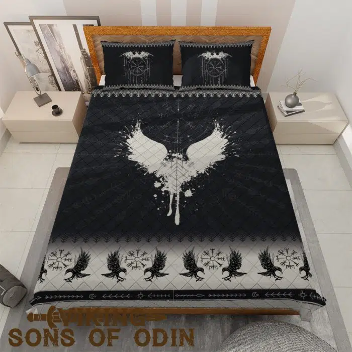 Viking Bedding Set Raven Vegvisir