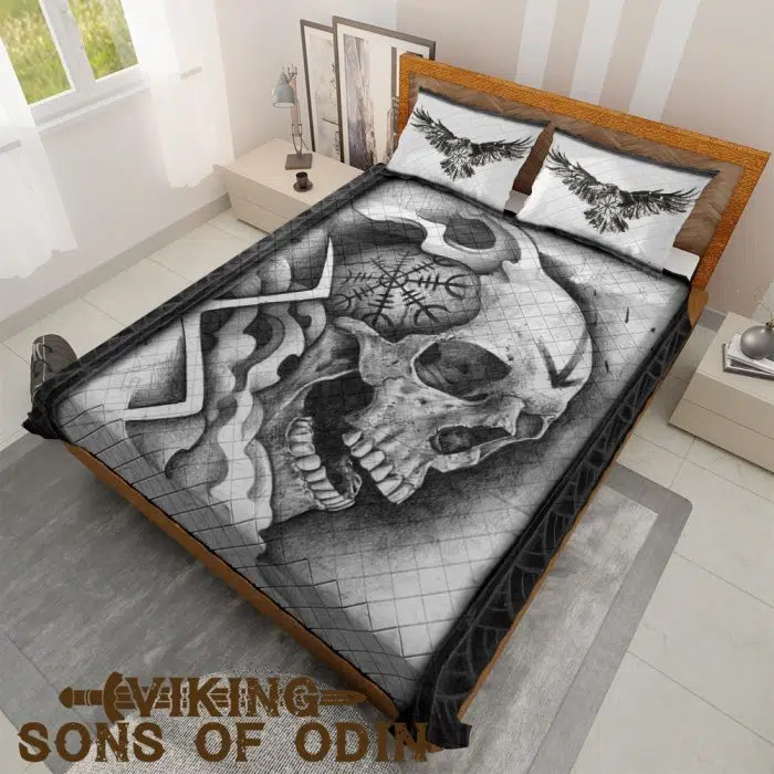 Viking Bedding Set Skull Raven - Image 4