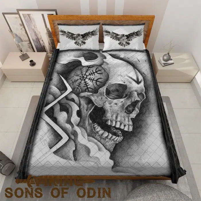 Viking Bedding Set Skull Raven