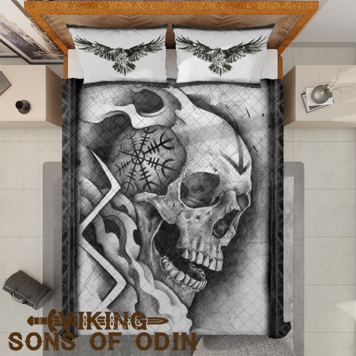 Viking Bedding Set Skull Raven