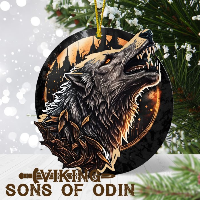 Viking Christmas Ornaments Nordic Wolf Fenrir