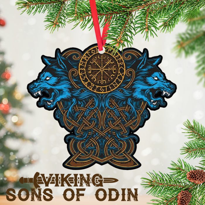 Viking Christmas Ornaments Nordic Wolf Fenrir Vegvisir Skoll and Hati