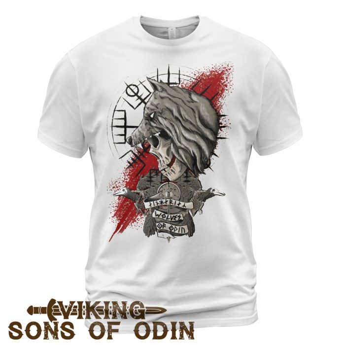 Viking Shirt Warriors Skull Raven Wolves Of Odin