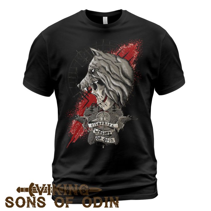 Viking Shirt Warriors Skull Raven Wolves Of Odin