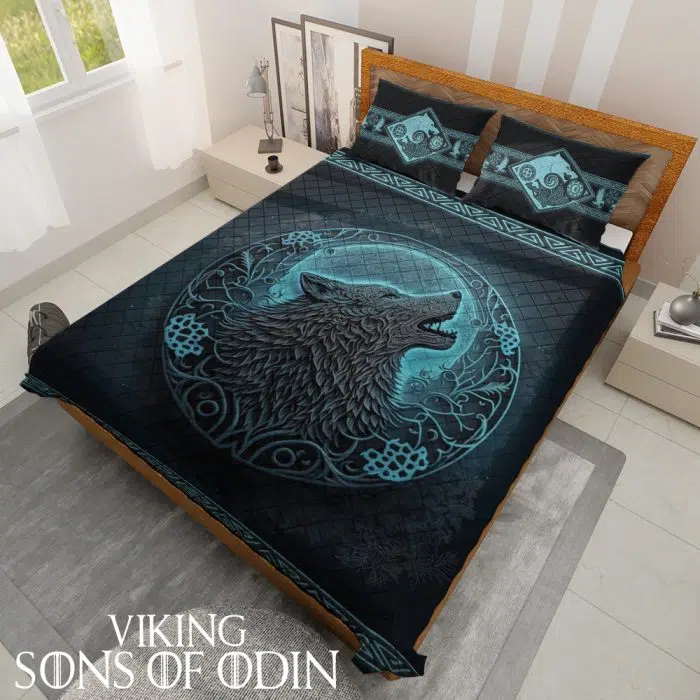 Viking Bedding Set Wolf Celtics Skoll and Hati