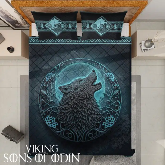 Viking Bedding Set Wolf Celtics Skoll and Hati