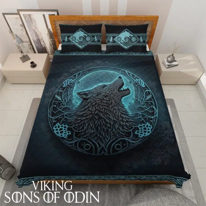 Viking Bedding Set Wolf Celtics Skoll and Hati