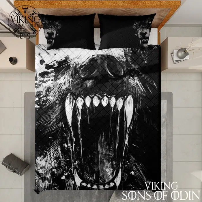 Viking Bedding Set Wolf Skoll and Hati