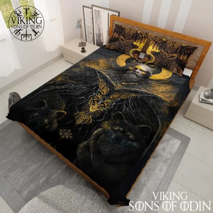 Viking Bedding Set Wolf Skoll and Hati Odin