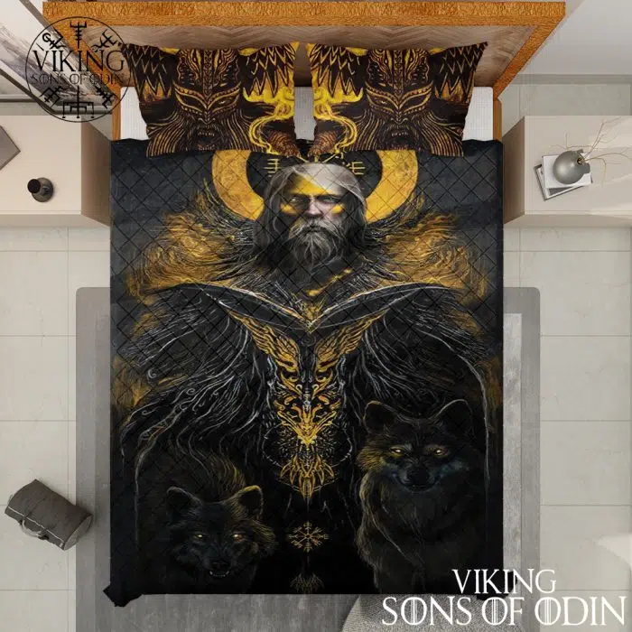 Viking Bedding Set Wolf Skoll and Hati Odin