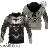 Viking Hoodie Valknut Vegvisir Skull Deer Horns Norse Rune