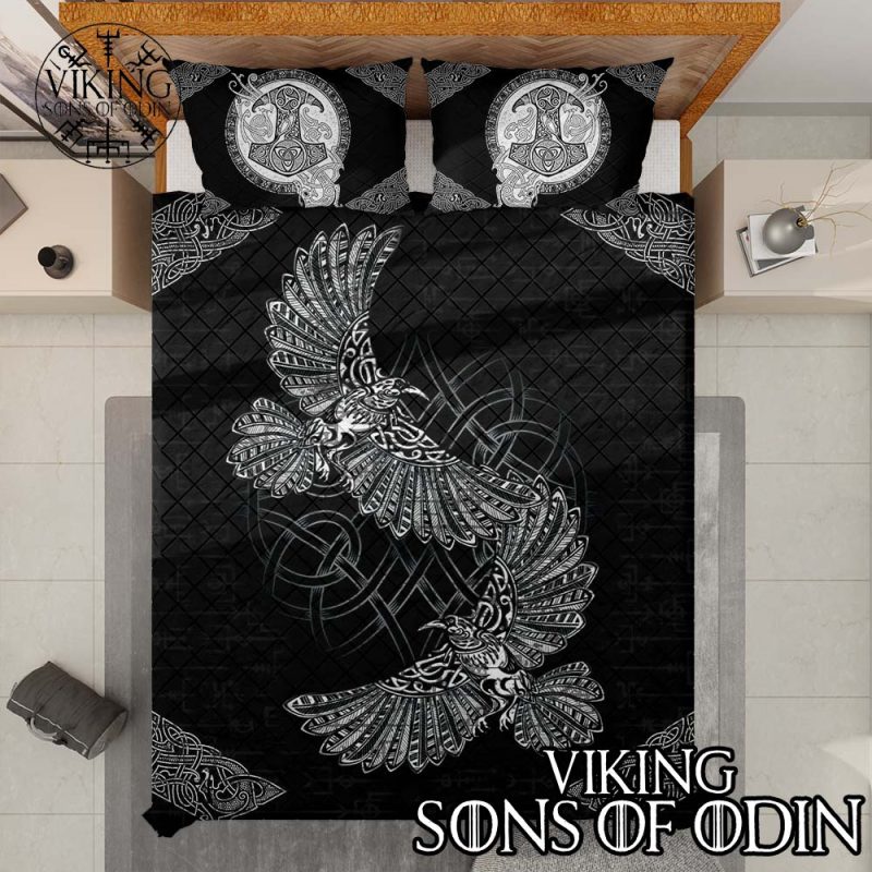 Viking Bedding Set Thor's Hammer Mjolnir Raven | Viking Sons Of Odin