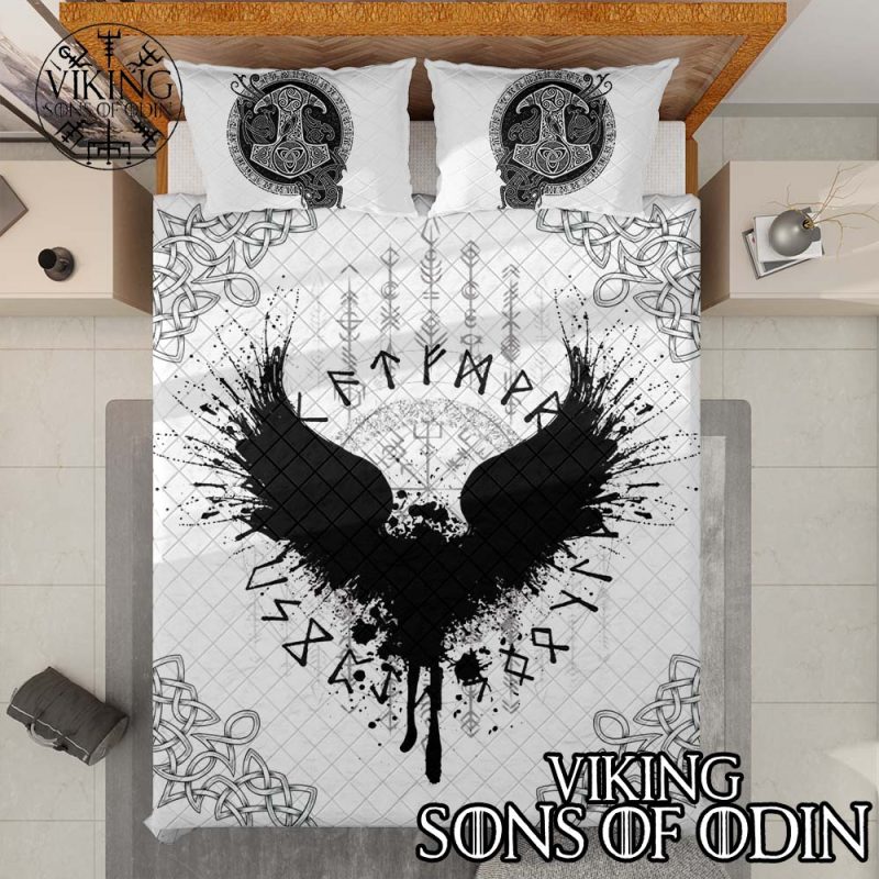 Viking Bedding Set Thor's Hammer Mjolnir Raven Rune Norse | Viking Sons ...