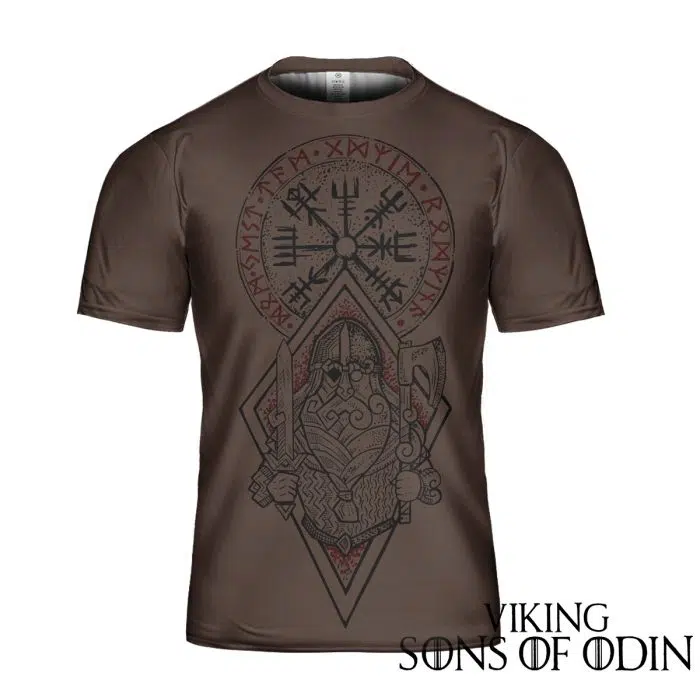 Viking Shirt Warriors Skull Warrior Vegvisir Odin Rune