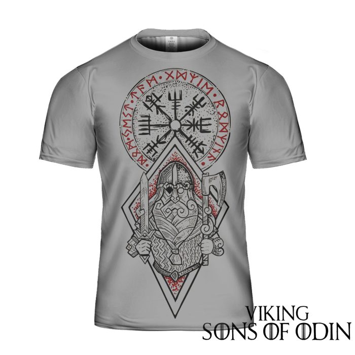 Viking Shirt Warriors Skull Warrior Vegvisir Odin Rune