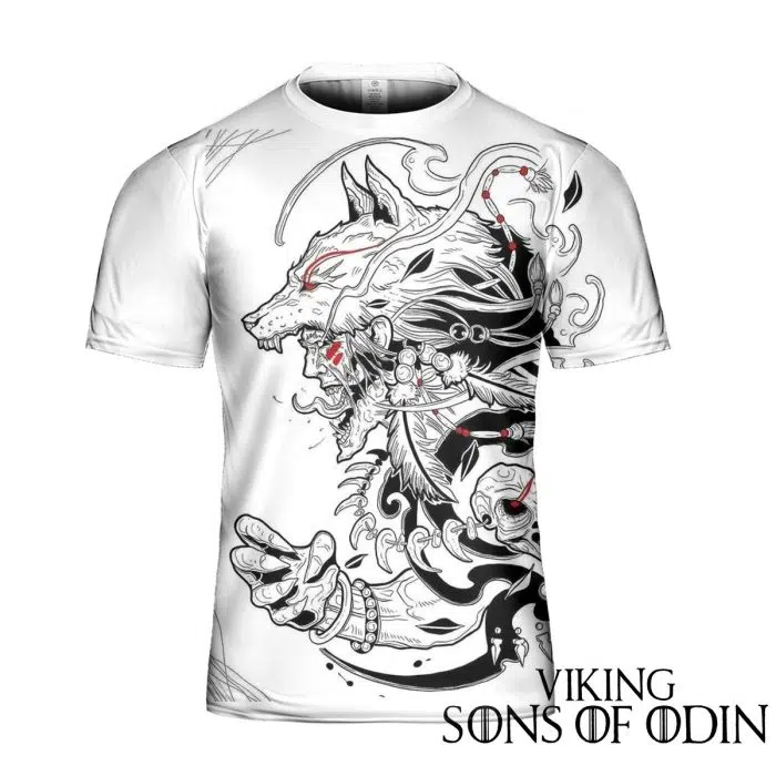 Viking Shirt Warriors Skull Warrior White