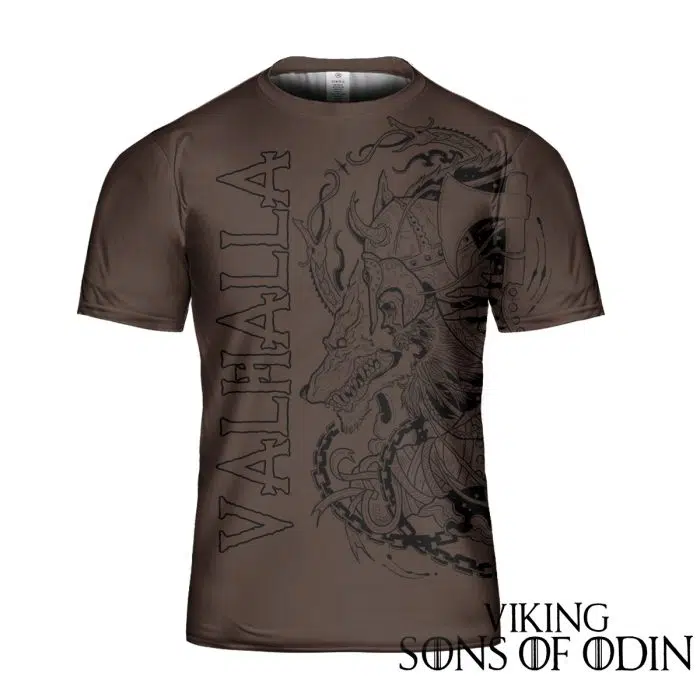 Viking Shirt Warriors Skull Warrior Wolves Valhalla Jormungandr White