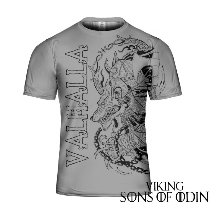Viking Shirt Warriors Skull Warrior Wolves Valhalla Jormungandr White