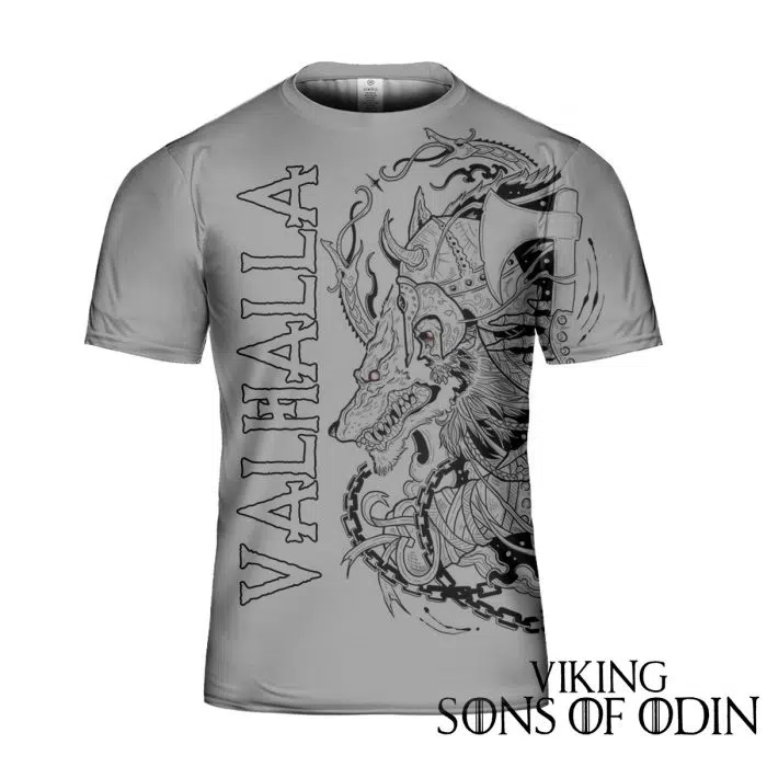 Viking Shirt Warriors Skull Warrior Wolves Valhalla Jormungandr White