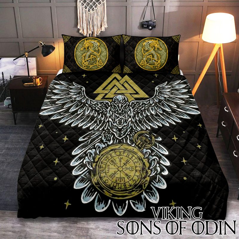 Viking Bedding Set Vegvisir Raven Dragon | Viking Sons Of Odin