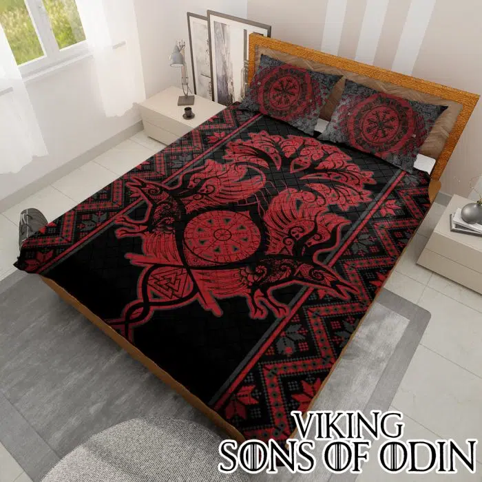 Viking Bedding Set Vegvisir Raven Tree Of Life