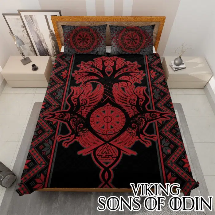 Viking Bedding Set Vegvisir Raven Tree Of Life