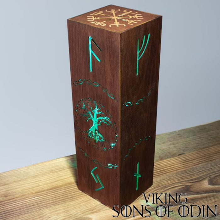 Viking Led Light Night Lamp Yggdrasil Tree Of Life Viking Runes Vegvisir Runic