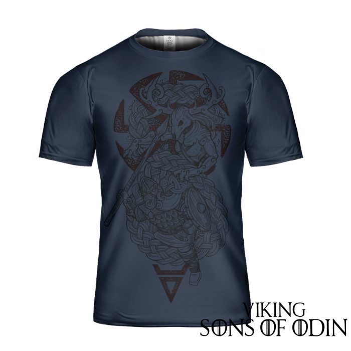 Viking Shirt Warrior Fight navy