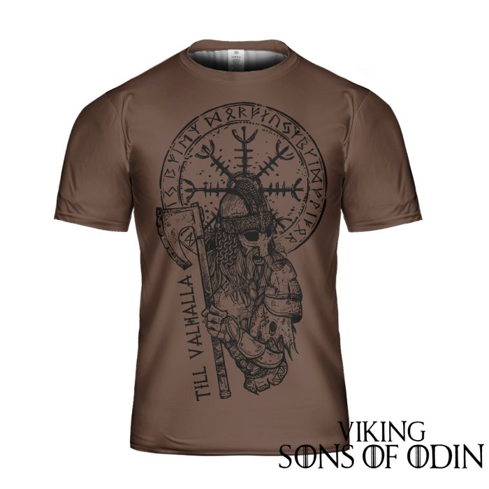 Viking Shirt Warrior Skull Vegvisir Till Valhalla