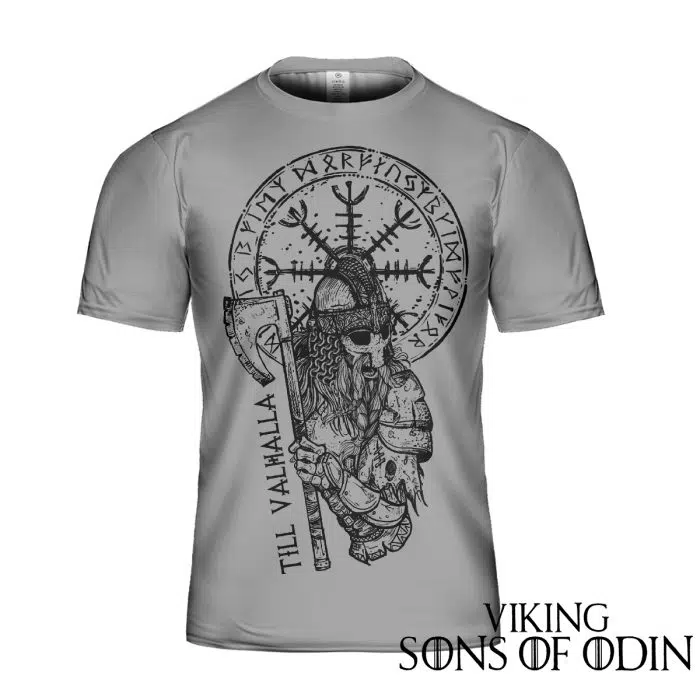 Viking Shirt Warrior Skull Vegvisir Till Valhalla