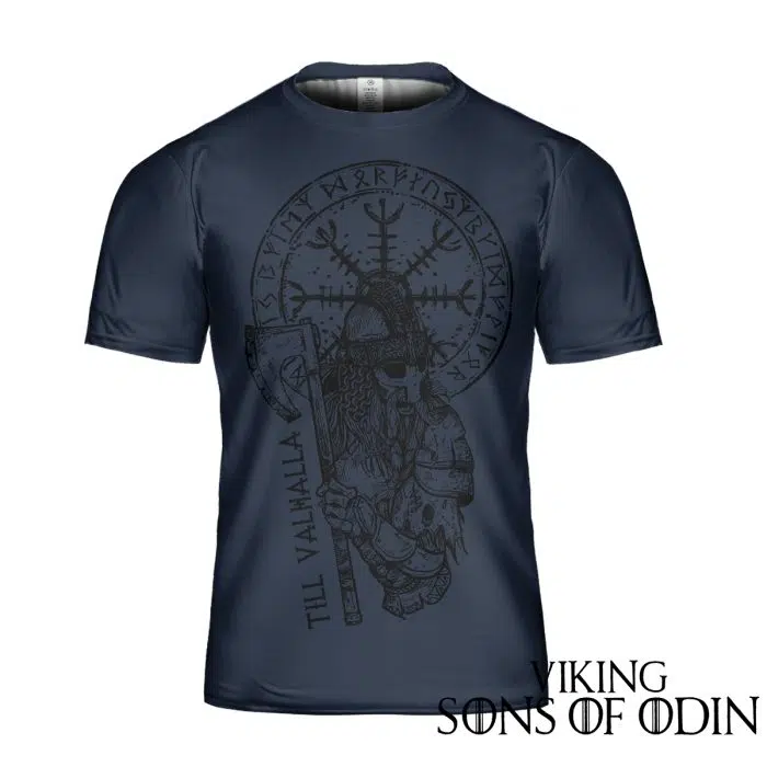 Viking Shirt Warrior Skull Vegvisir Till Valhalla