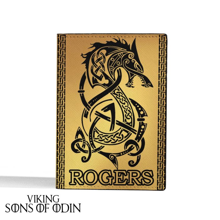 Viking Leather Passport Wallet Gungnir Odin Dragon