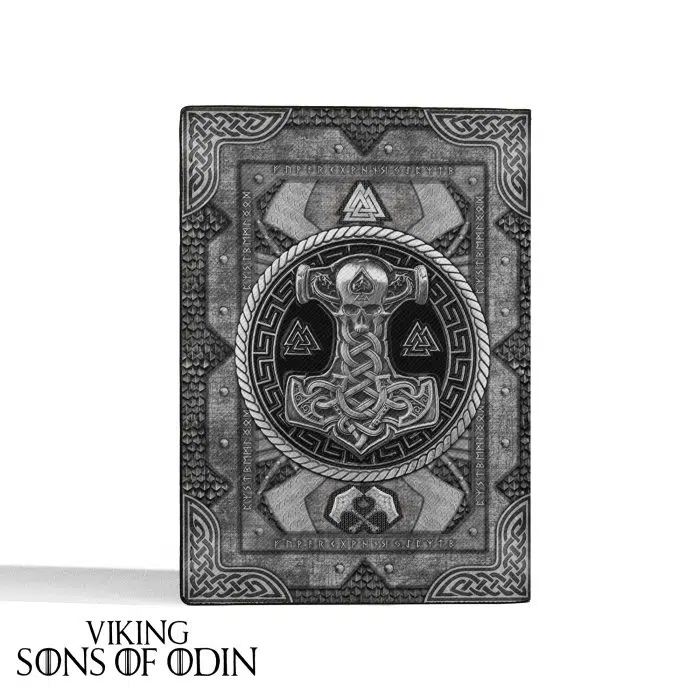 Viking Leather Passport Wallet Thor Hammer Mjolnir Valknut Rune Norse