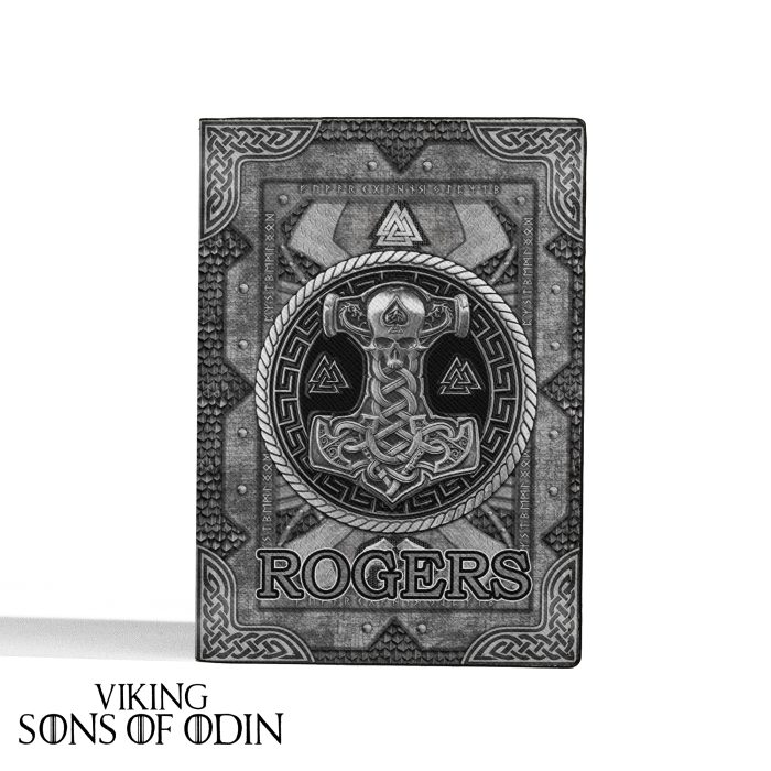 Viking Leather Passport Wallet Thor Hammer Mjolnir Valknut Rune Norse