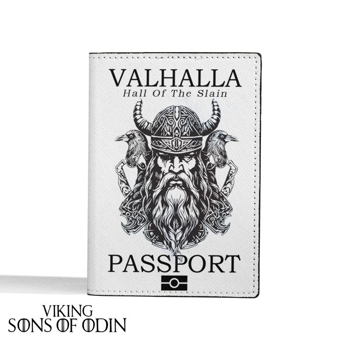 Viking Leather Passport Wallet Valhalla Hall Of The Slain Wolf