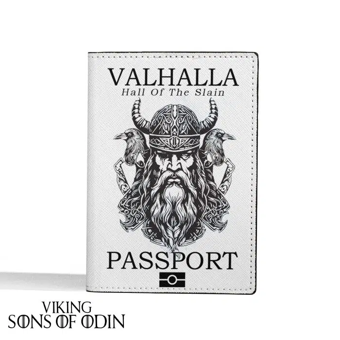 Viking Leather Passport Wallet Valhalla Hall Of The Slain Wolf