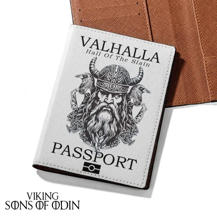 Viking Leather Passport Wallet Valhalla Hall Of The Slain Wolf