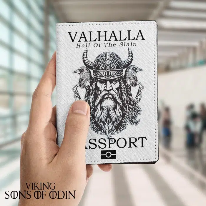 Viking Leather Passport Wallet Valhalla Hall Of The Slain Wolf