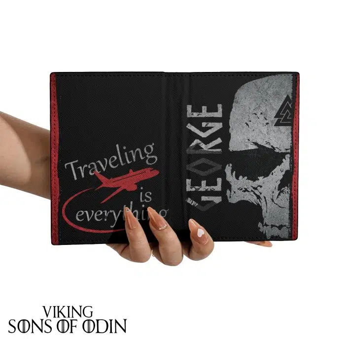 Viking Leather Passport Wallet Valknut Skull Traveling is everything