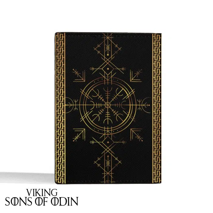 Viking Leather Passport Wallet Vegvisir Viking Compass