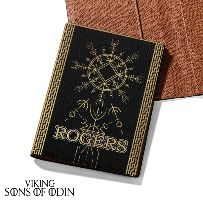 Viking Leather Passport Wallet Vegvisir Viking Compass