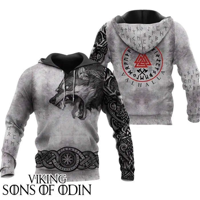 Viking Hoodie Fenrir Wolf Valhalla