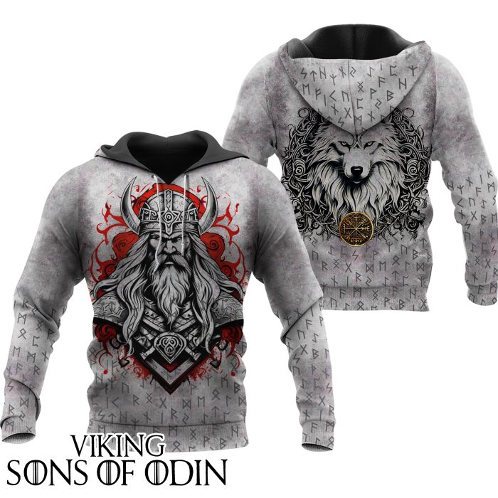 Viking Hoodie Odin Fenrir Rune