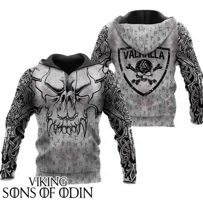 Viking Hoodie Skull Valhalla